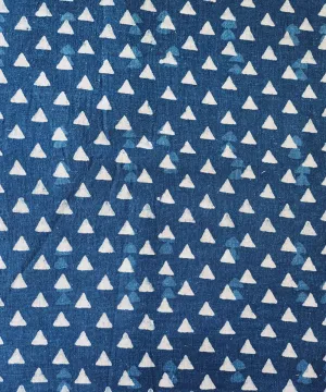 2.5 m Indigo dyed handspun hand woven cotton dabu print kurta material