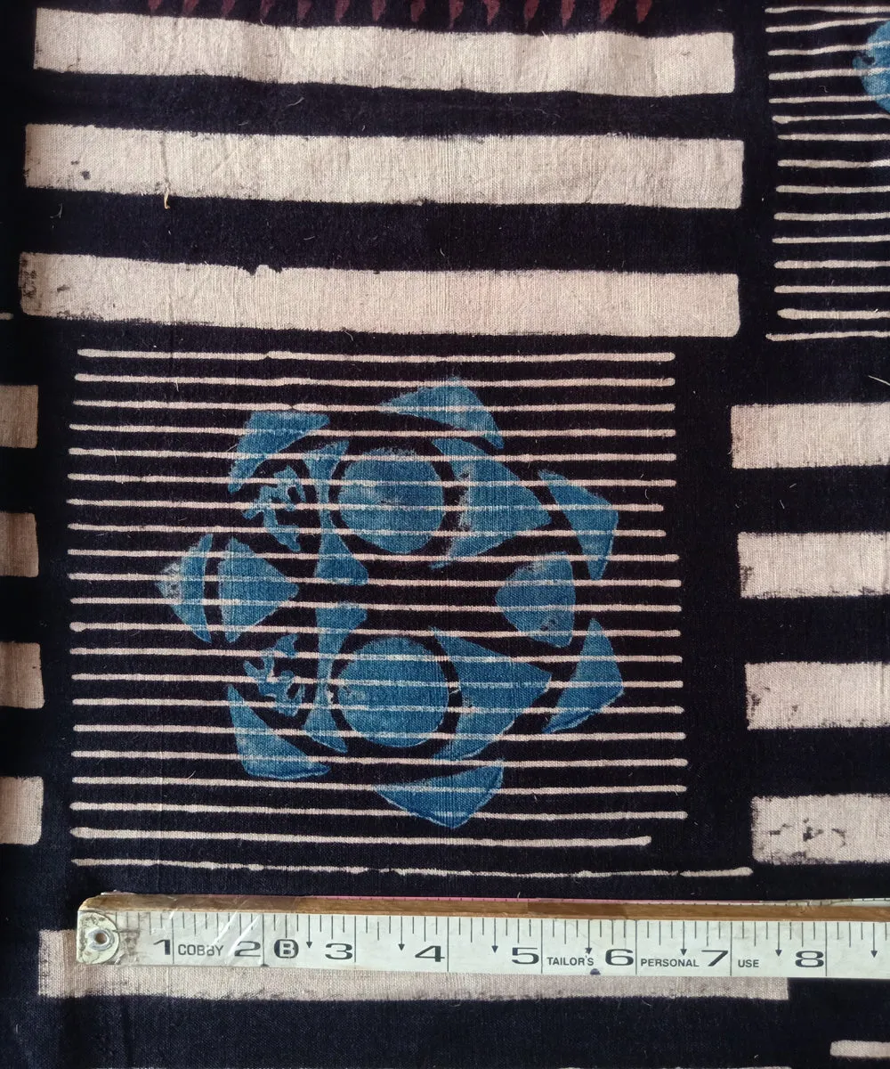 2.5m black blue red handspun handwoven cotton ajrakh kurta material