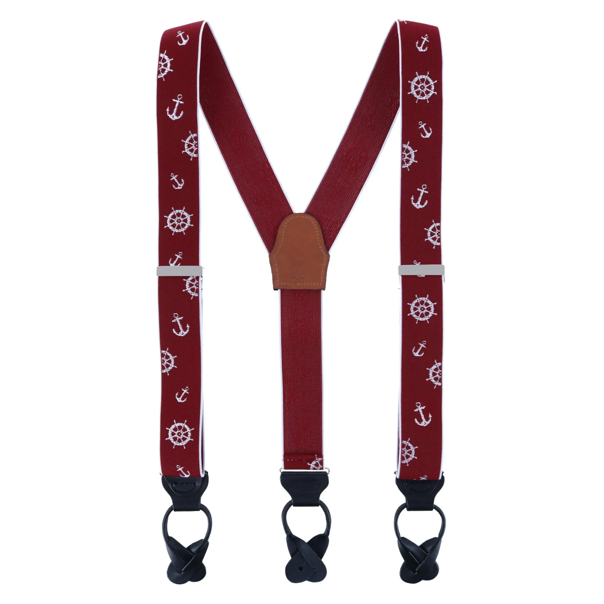 Ahoy Nautical Themed Elastic Button End Braces