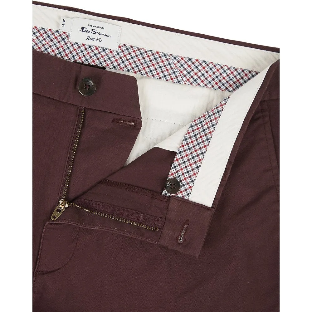 Ben Sherman Slim Stretch Chino - Bordeaux