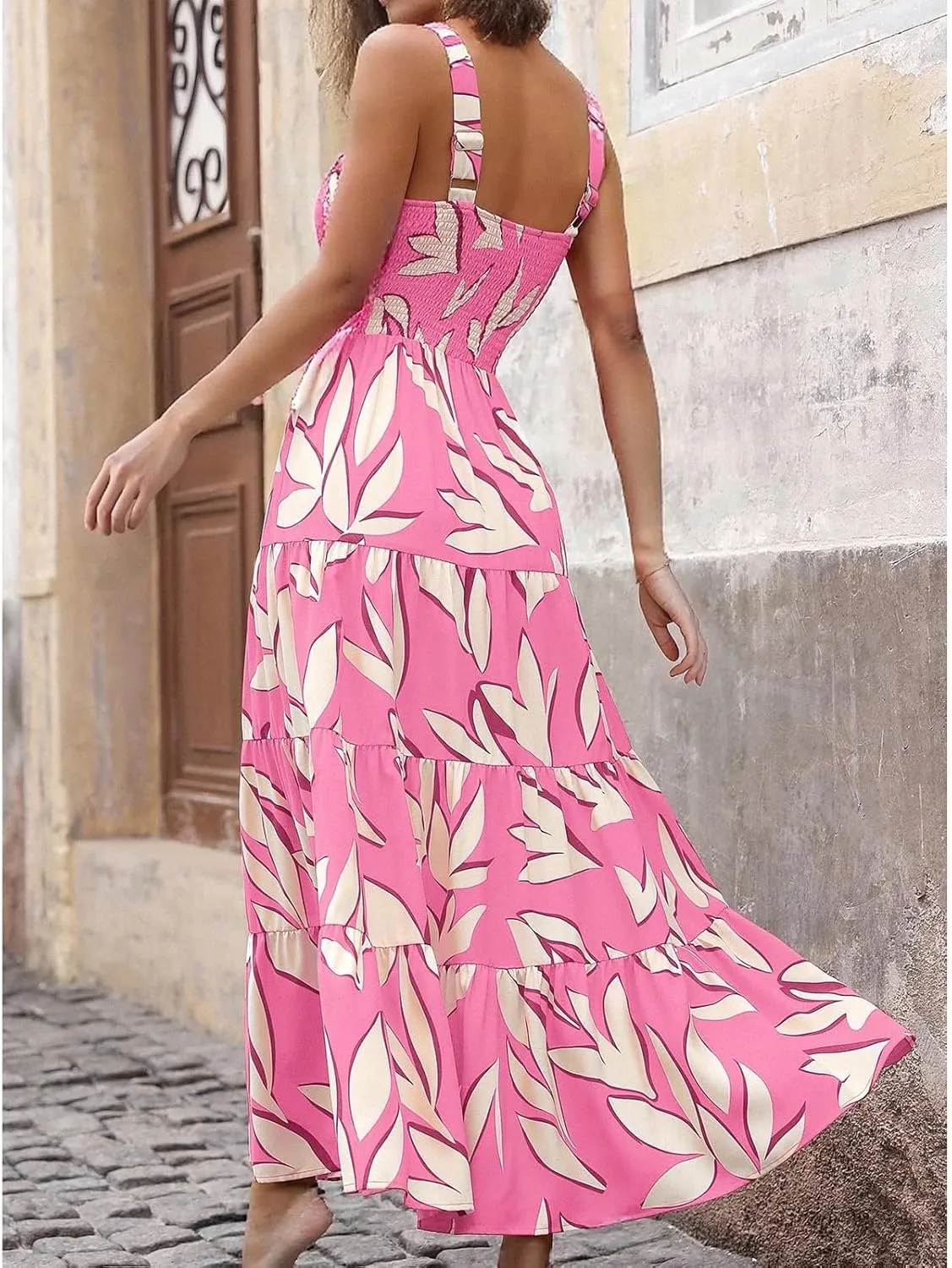 Boho Dresses for Women 2025 Vacation Beach Summer Tropical Maxi Dresses Hawaiian Floral Sleeveless Long Sundress
