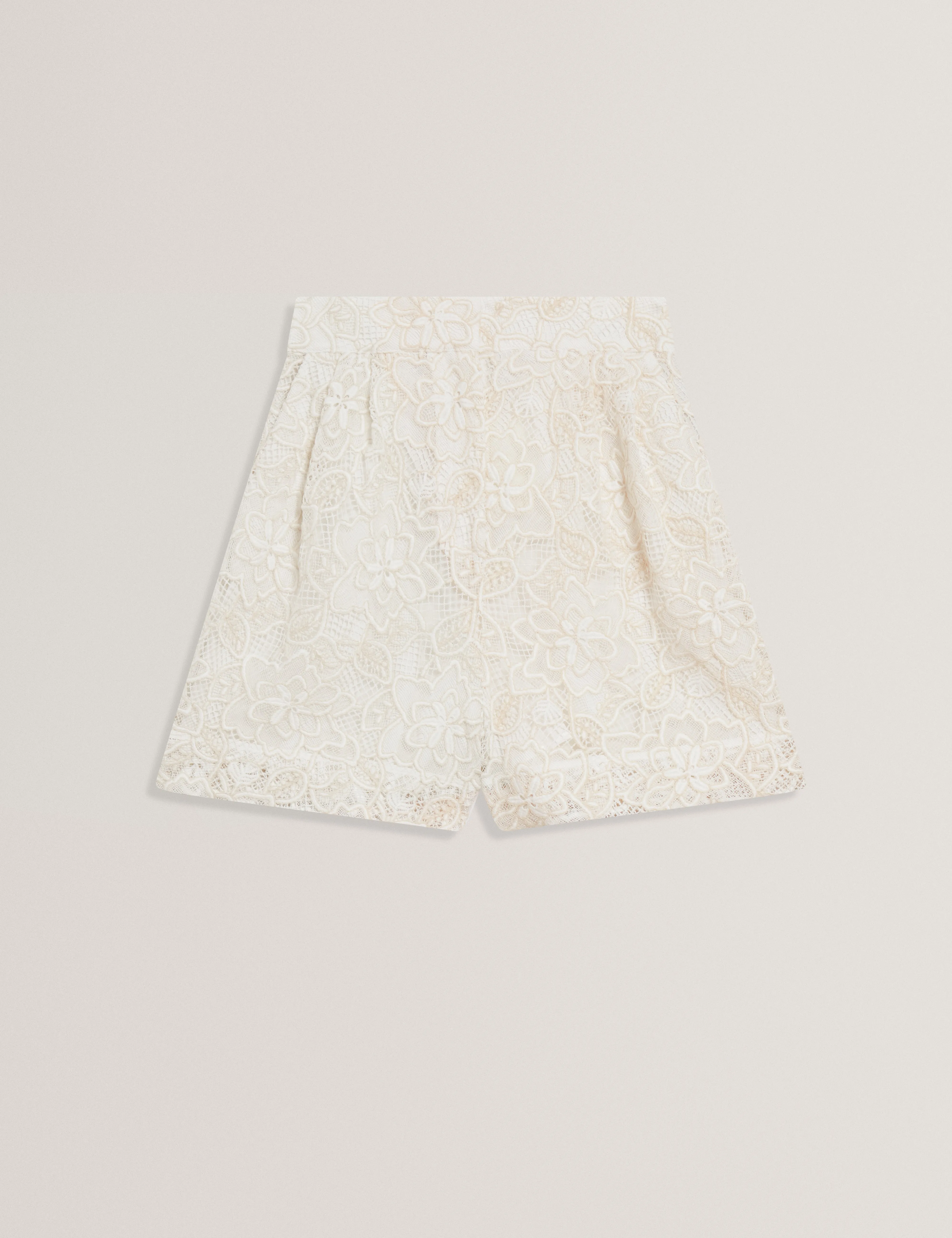 Bowia Lace Tailored Shorts Ivory
