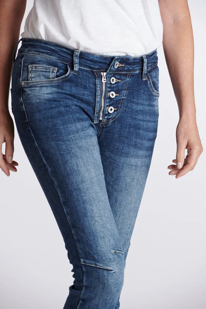 Classic Button Jean - Dark Denim