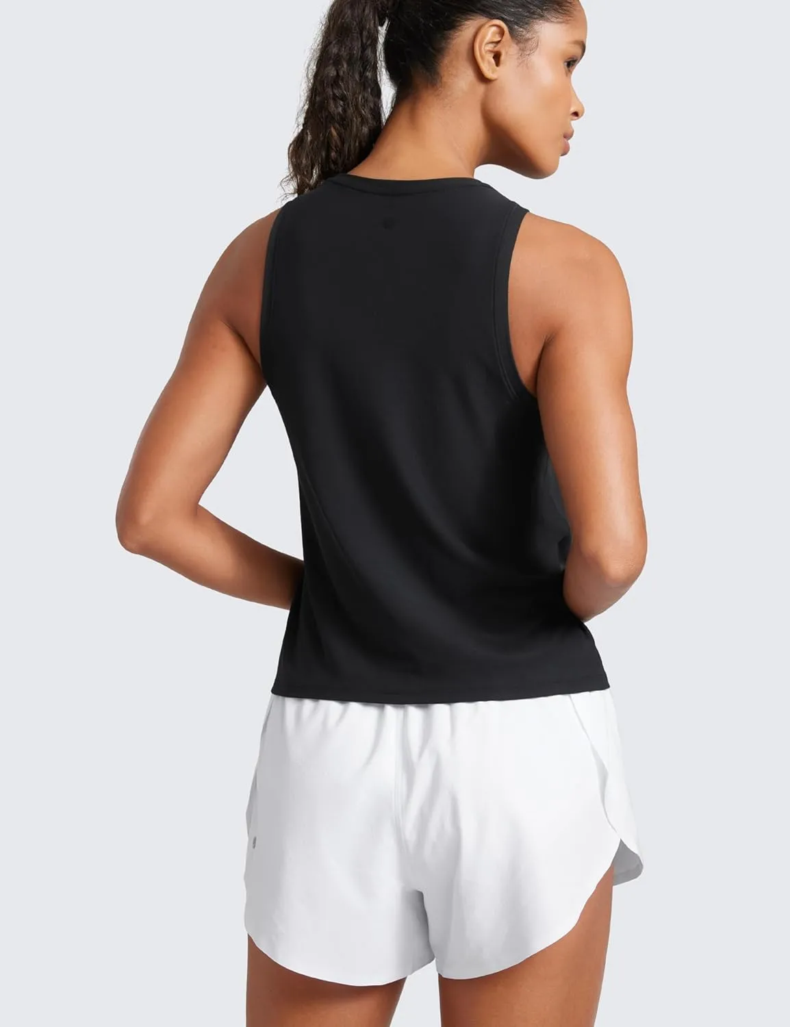 CRZ YOGA Cloudweight Crew Neck Workout Tanks Lightweight Athletic Gym Tops for Women Soft Basic Running Sleeveless Shirts