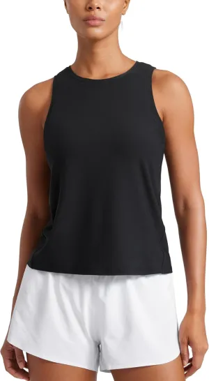 CRZ YOGA Cloudweight Crew Neck Workout Tanks Lightweight Athletic Gym Tops for Women Soft Basic Running Sleeveless Shirts