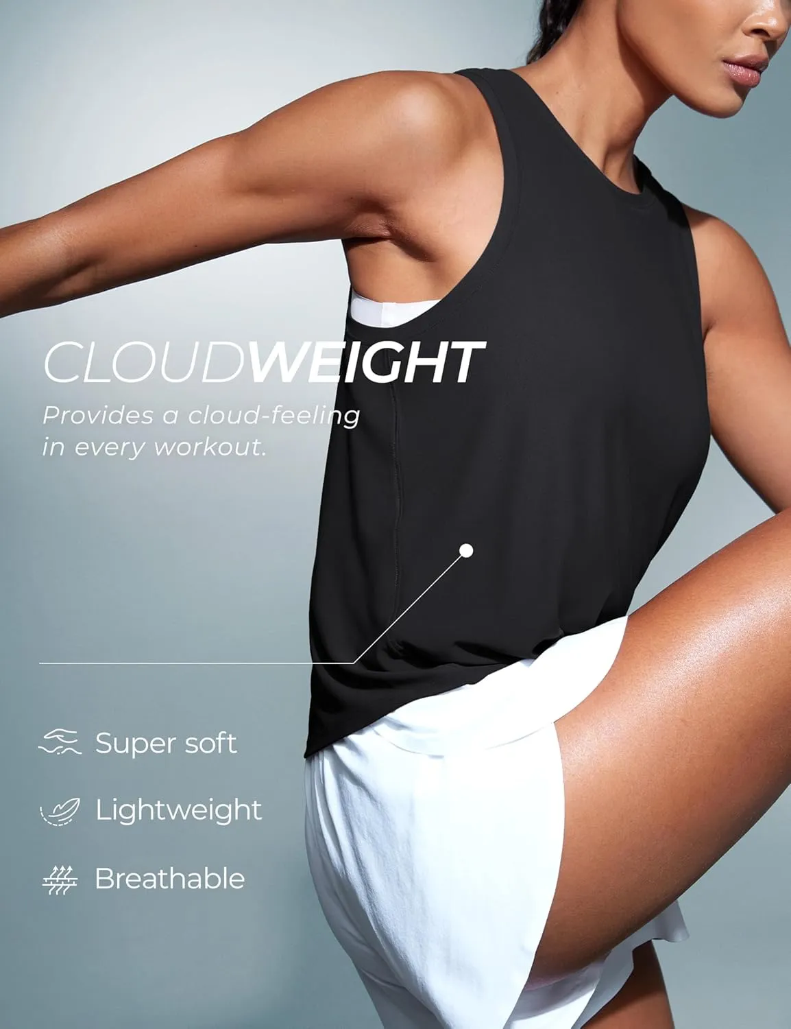 CRZ YOGA Cloudweight Crew Neck Workout Tanks Lightweight Athletic Gym Tops for Women Soft Basic Running Sleeveless Shirts