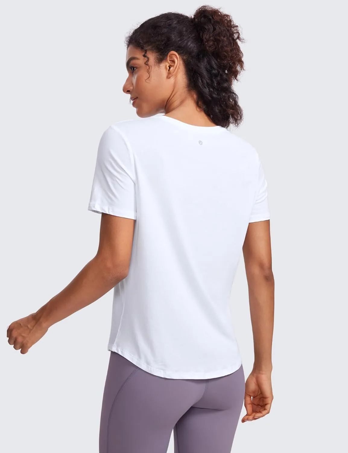CRZ YOGA Women's Pima Cotton Short Sleeve Workout Shirts Casual Yoga T-Shirt Soft Athletic Top