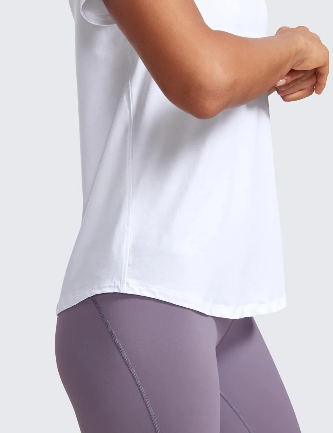 CRZ YOGA Women's Pima Cotton Short Sleeve Workout Shirts Casual Yoga T-Shirt Soft Athletic Top
