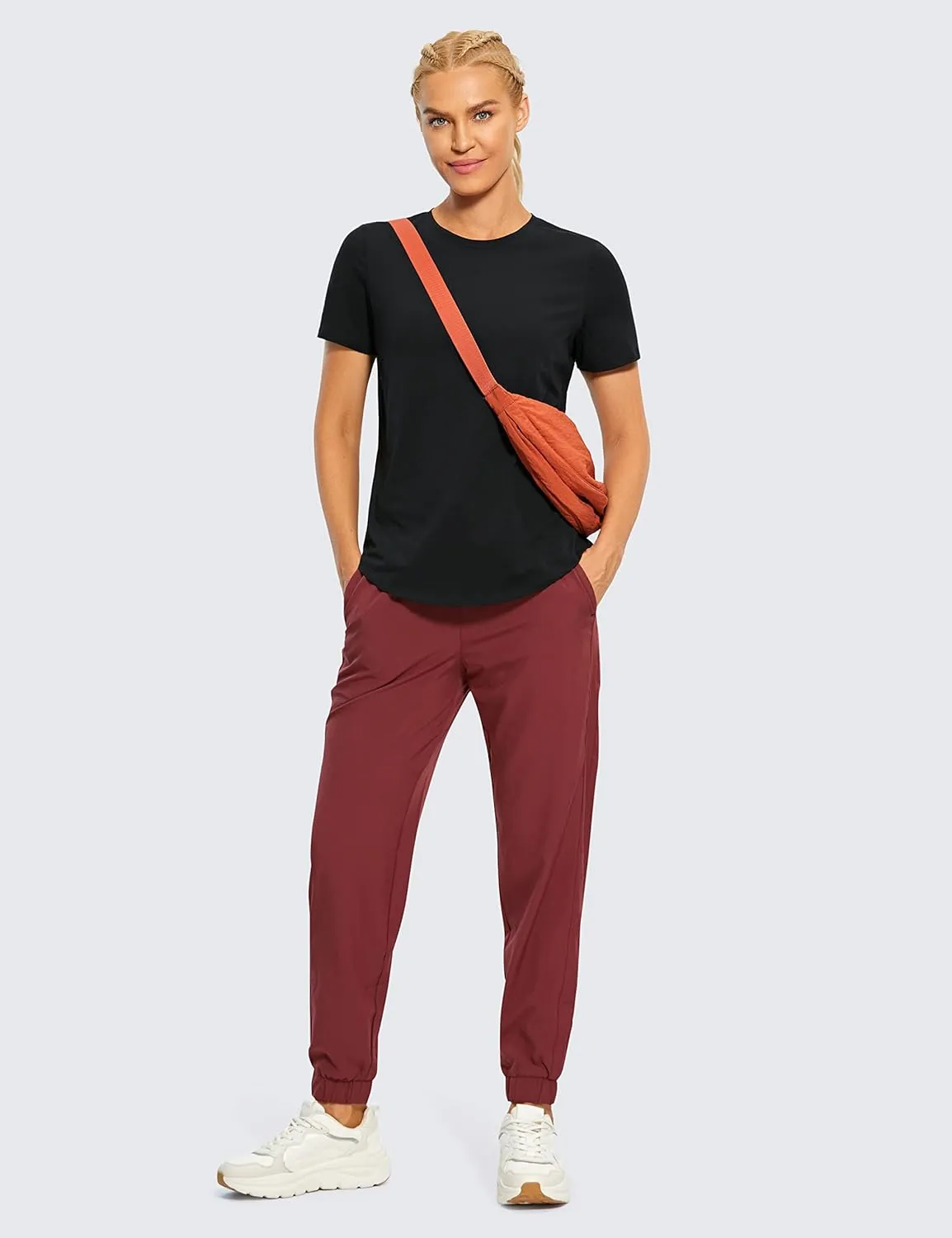 CRZ YOGA Women's Pima Cotton Short Sleeve Workout Shirts Casual Yoga T-Shirt Soft Athletic Top