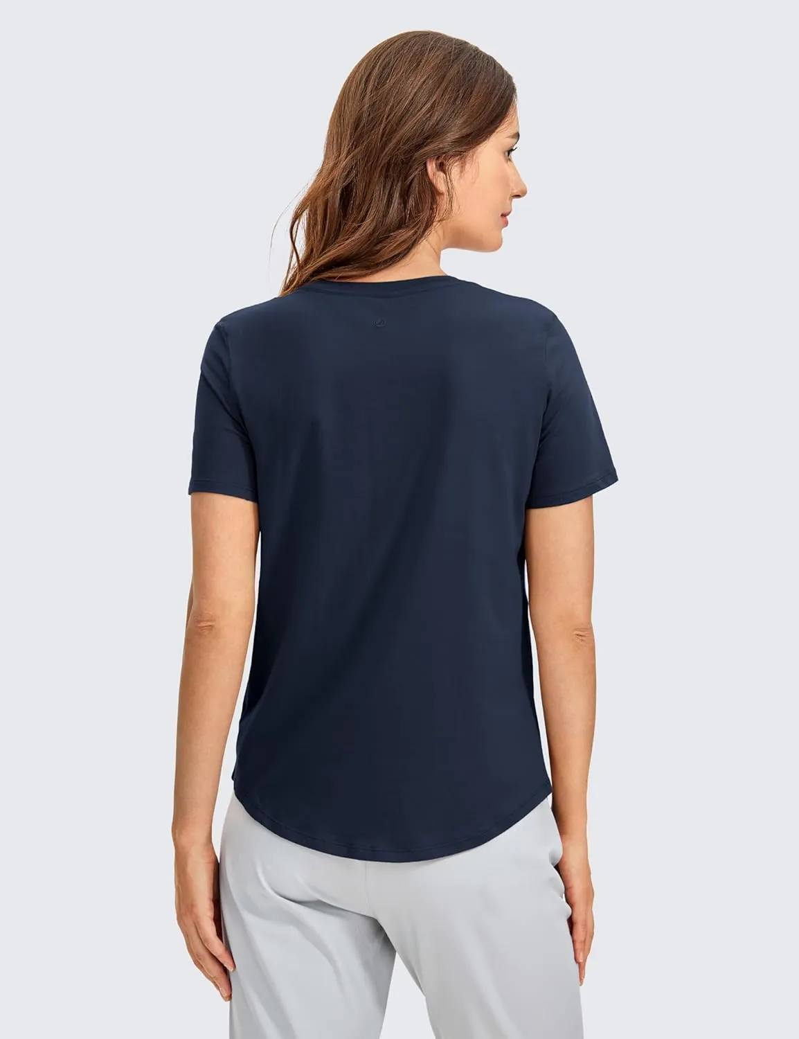 CRZ YOGA Women's Pima Cotton Short Sleeve Workout Shirts Casual Yoga T-Shirt Soft Athletic Top