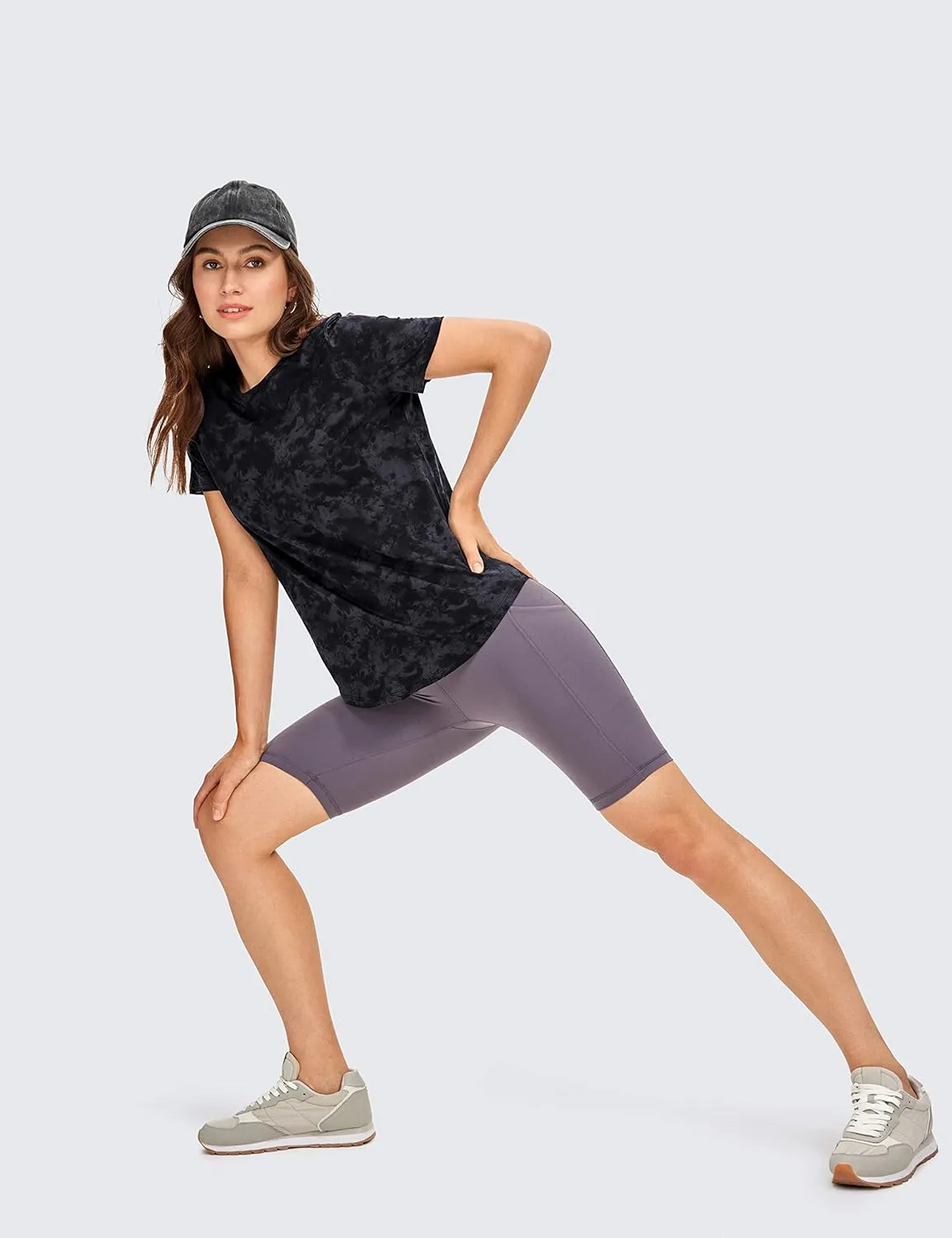 CRZ YOGA Women's Pima Cotton Short Sleeve Workout Shirts Casual Yoga T-Shirt Soft Athletic Top