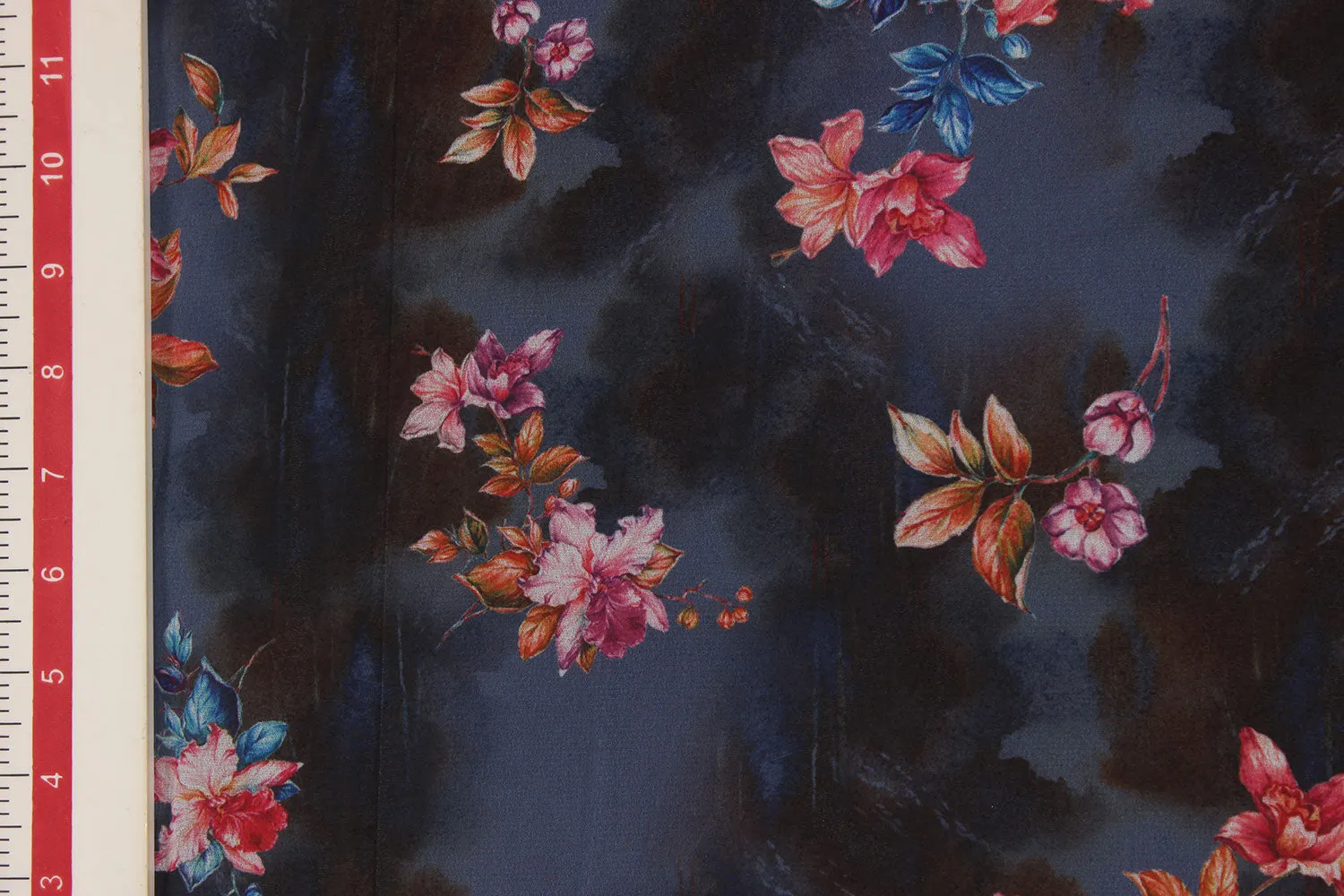 Dark Blue Printed Georgette Fabric