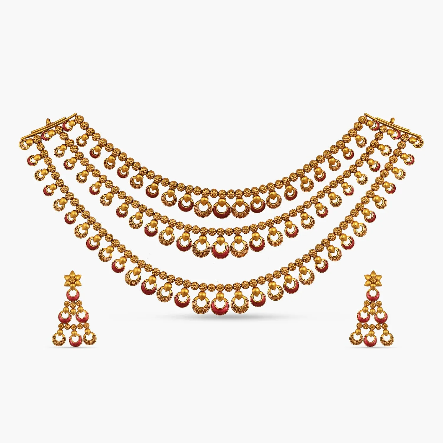 Delicate Patterns Three Layered Necklace Set