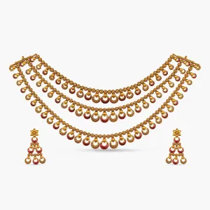 Delicate Patterns Three Layered Necklace Set