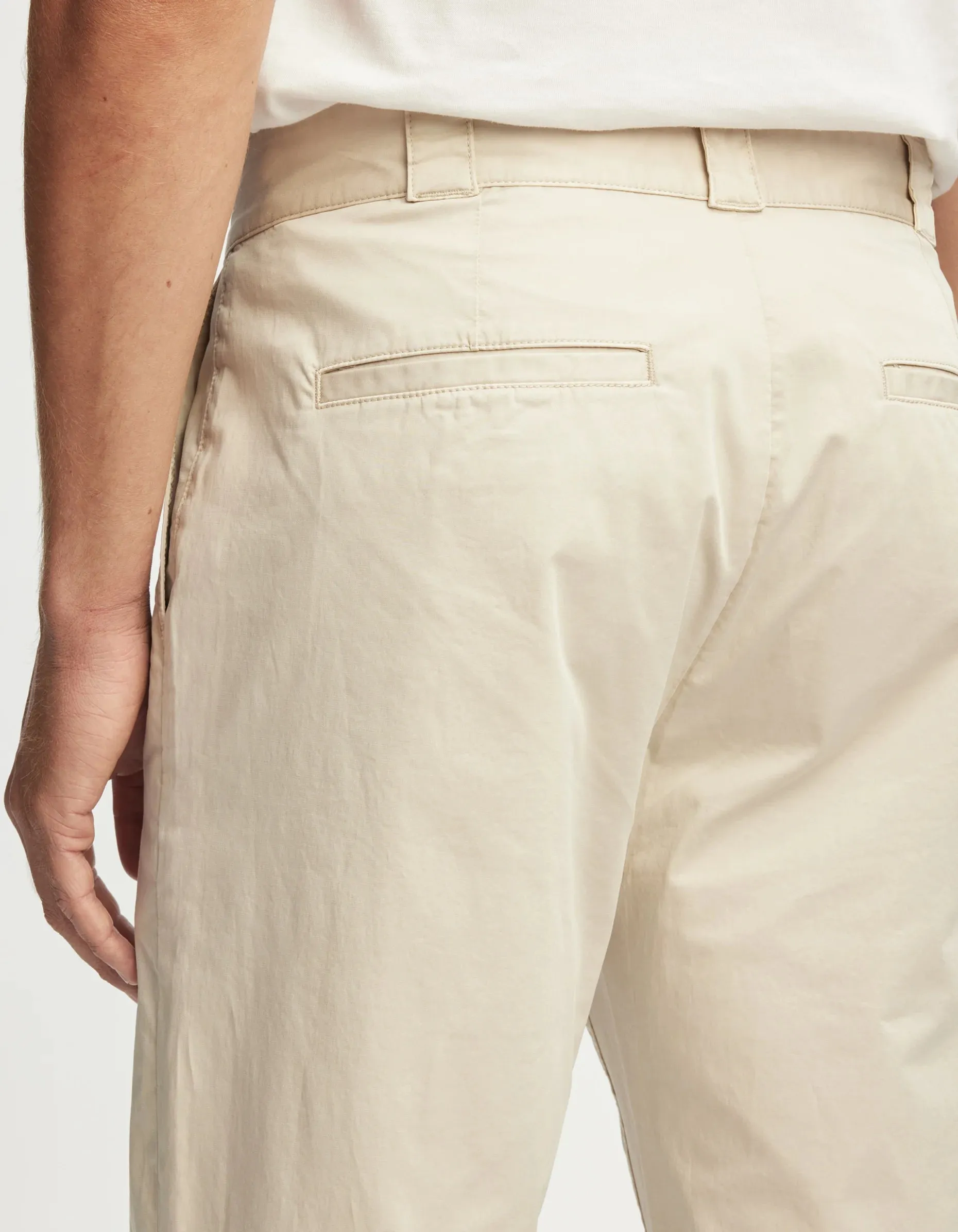 DENHAM DAGGER WORKER CHINO Compact Stretch Satin - Relaxed Fit Beige
