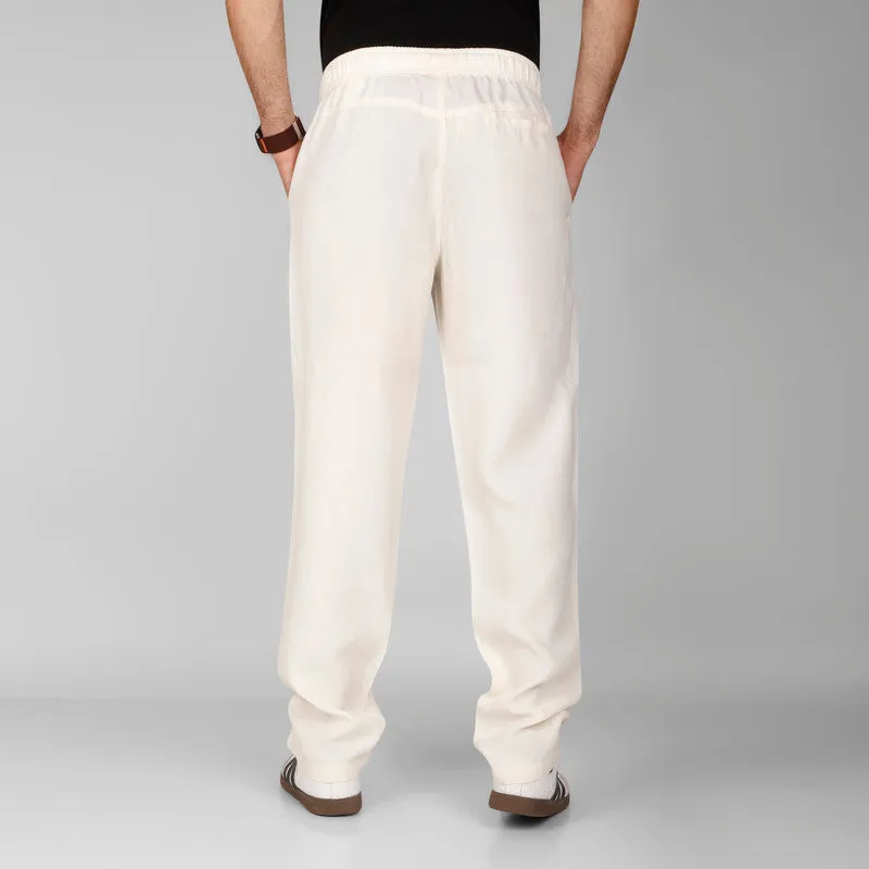 Elastic Waist Drawstring Trousers-   OFF WHITE