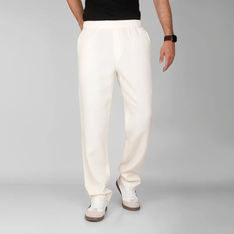 Elastic Waist Drawstring Trousers-   OFF WHITE