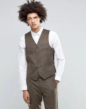 Feraud Heritage Premium Wool And Cashmere Blend Brown Check Vest