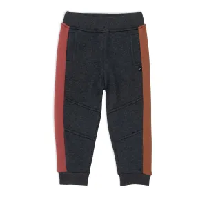 Fleece Pant Dark Grey With Clay Brown  | DEUX PAR DEUX
