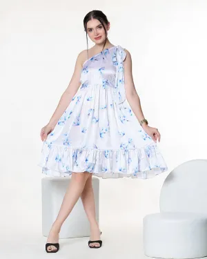 Flowy Floral One Shoulder Dress
