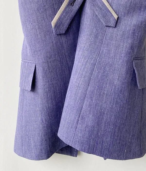 FUMIKA_UCHIDA/WOOL/LINEN SUITING HALTER JACKET(TOP PURPLE)