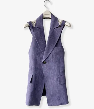 FUMIKA_UCHIDA/WOOL/LINEN SUITING HALTER JACKET(TOP PURPLE)