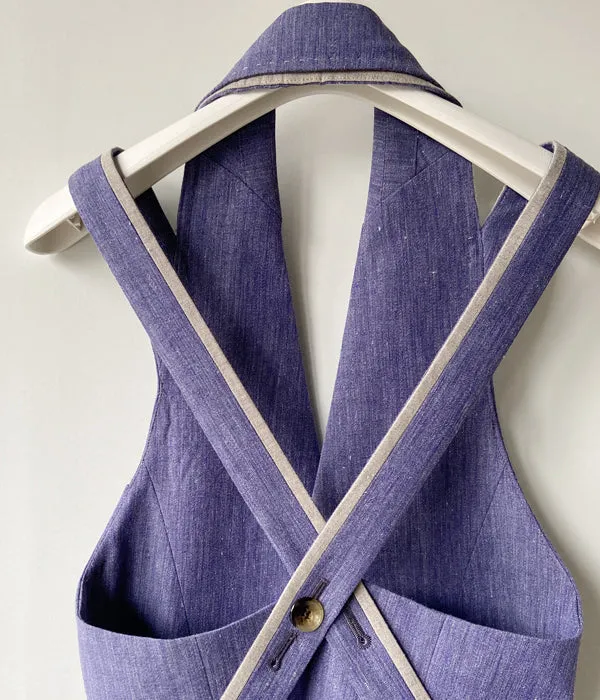 FUMIKA_UCHIDA/WOOL/LINEN SUITING HALTER JACKET(TOP PURPLE)