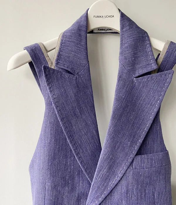 FUMIKA_UCHIDA/WOOL/LINEN SUITING HALTER JACKET(TOP PURPLE)