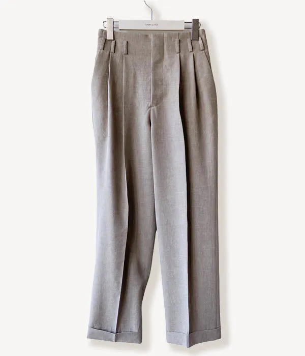 FUMIKA_UCHIDA/WOOL/LINEN SUITING TUCKED SLACKS(TOP GREY)