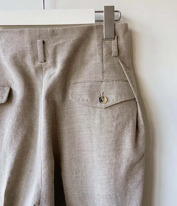 FUMIKA_UCHIDA/WOOL/LINEN SUITING TUCKED SLACKS(TOP GREY)