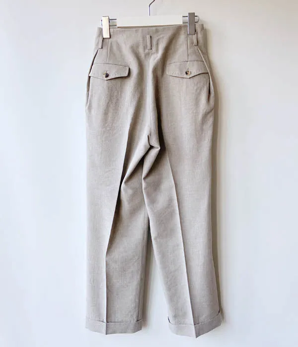 FUMIKA_UCHIDA/WOOL/LINEN SUITING TUCKED SLACKS(TOP GREY)