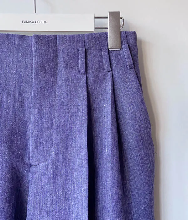 FUMIKA_UCHIDA/WOOL/LINEN SUITING TUCKED SLACKS(TOP PURPLE)