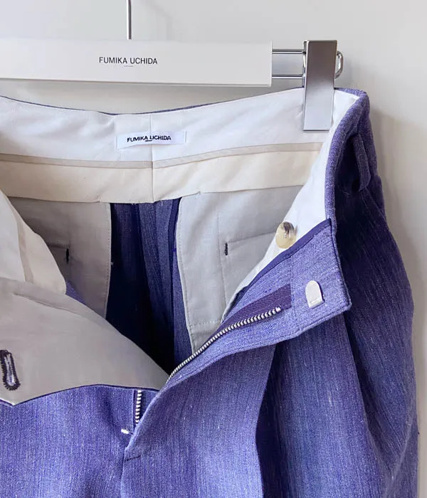 FUMIKA_UCHIDA/WOOL/LINEN SUITING TUCKED SLACKS(TOP PURPLE)