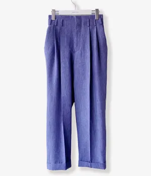 FUMIKA_UCHIDA/WOOL/LINEN SUITING TUCKED SLACKS(TOP PURPLE)