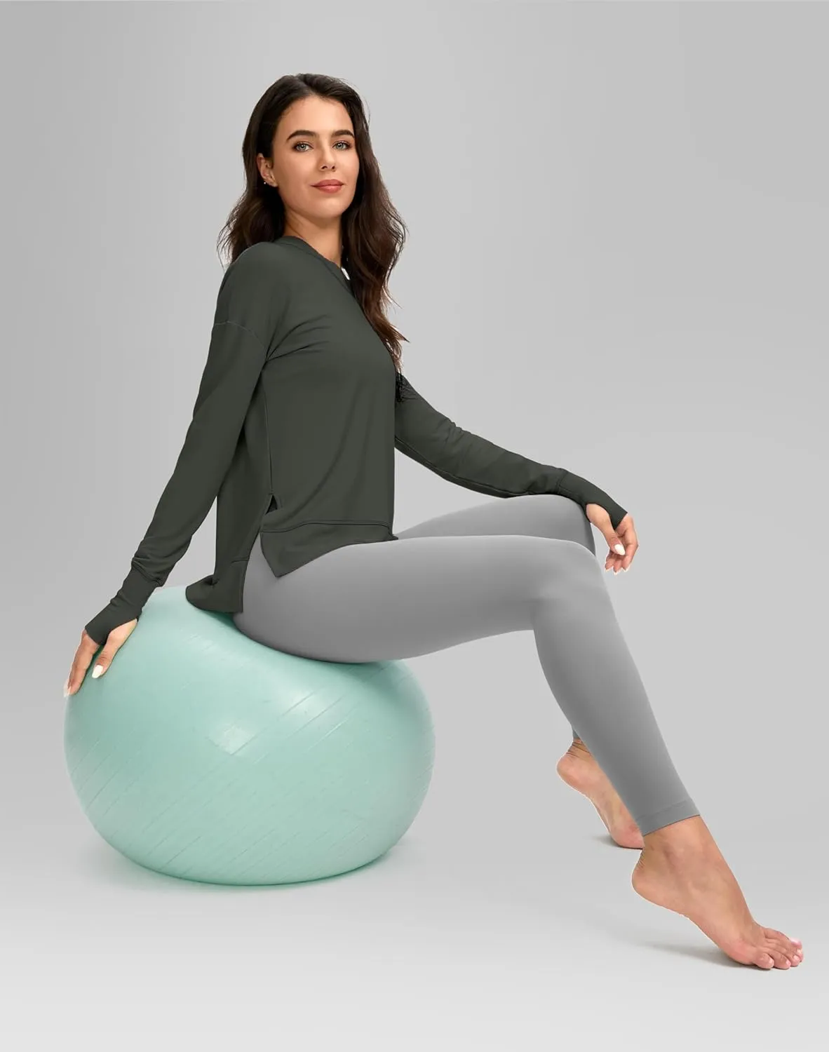 G Gradual Sweatshirt for Women Buttery Soft Yoga Tops Crewneck Modal Pullover Shirts Side Slit Thumb Holes