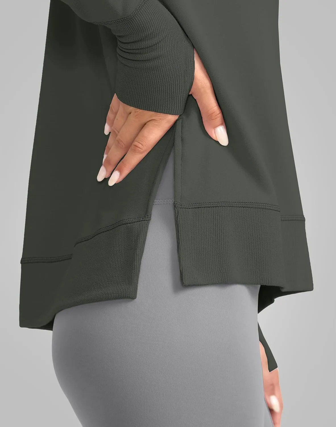 G Gradual Sweatshirt for Women Buttery Soft Yoga Tops Crewneck Modal Pullover Shirts Side Slit Thumb Holes
