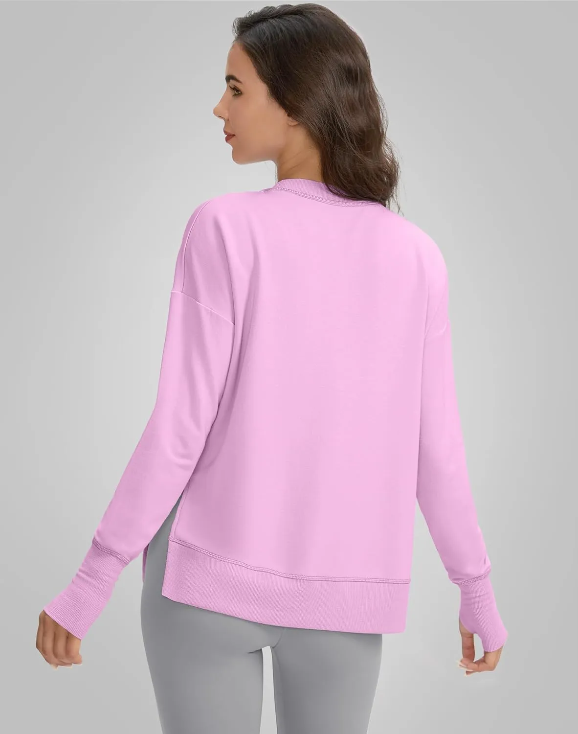 G Gradual Sweatshirt for Women Buttery Soft Yoga Tops Crewneck Modal Pullover Shirts Side Slit Thumb Holes