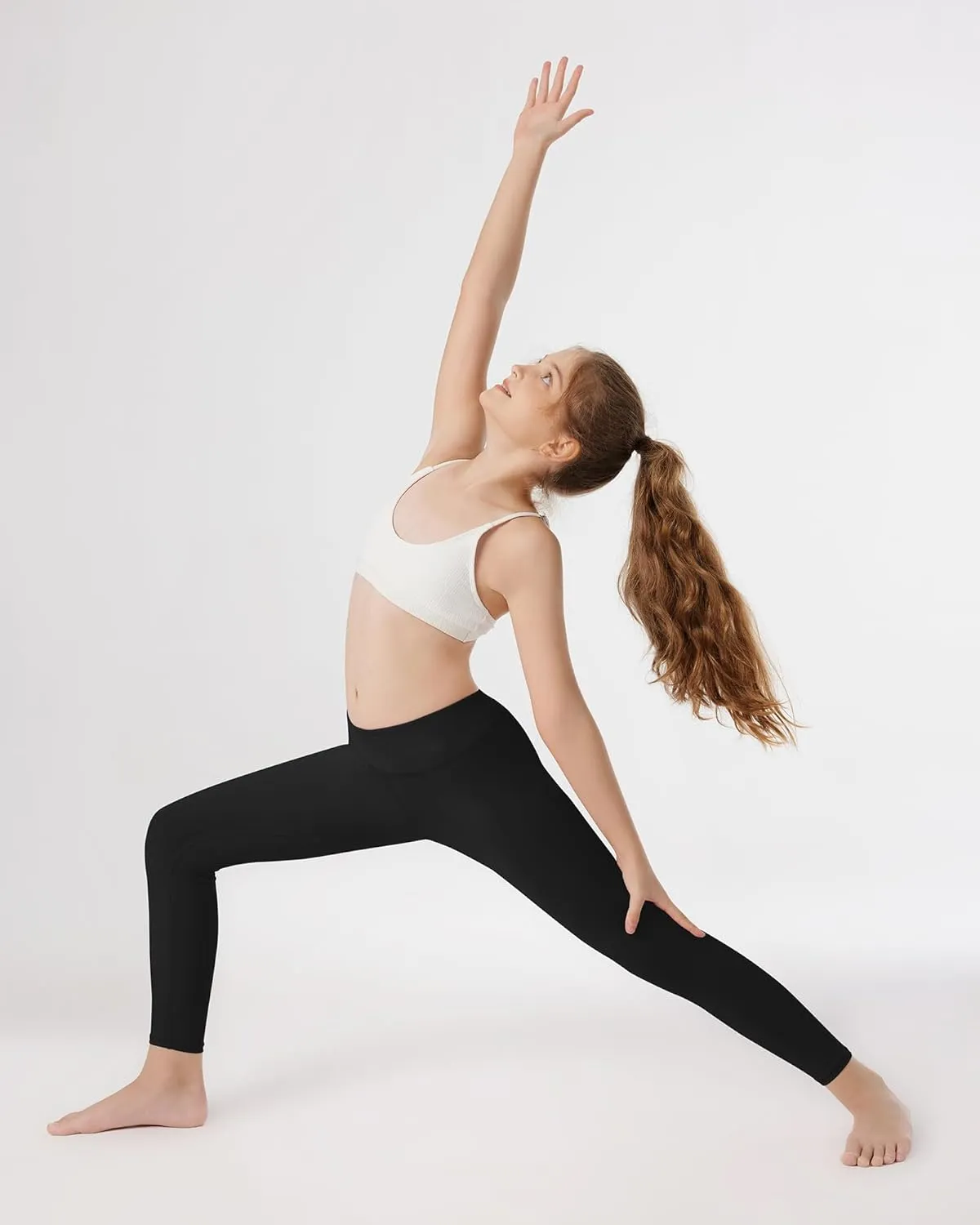 Girls Athletic Leggings High Waisted Kids Yoga Dance Pants Teen Soft Workout Running Sport Compression Tights