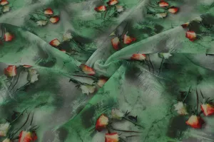 Green Printed Georgette Fabric