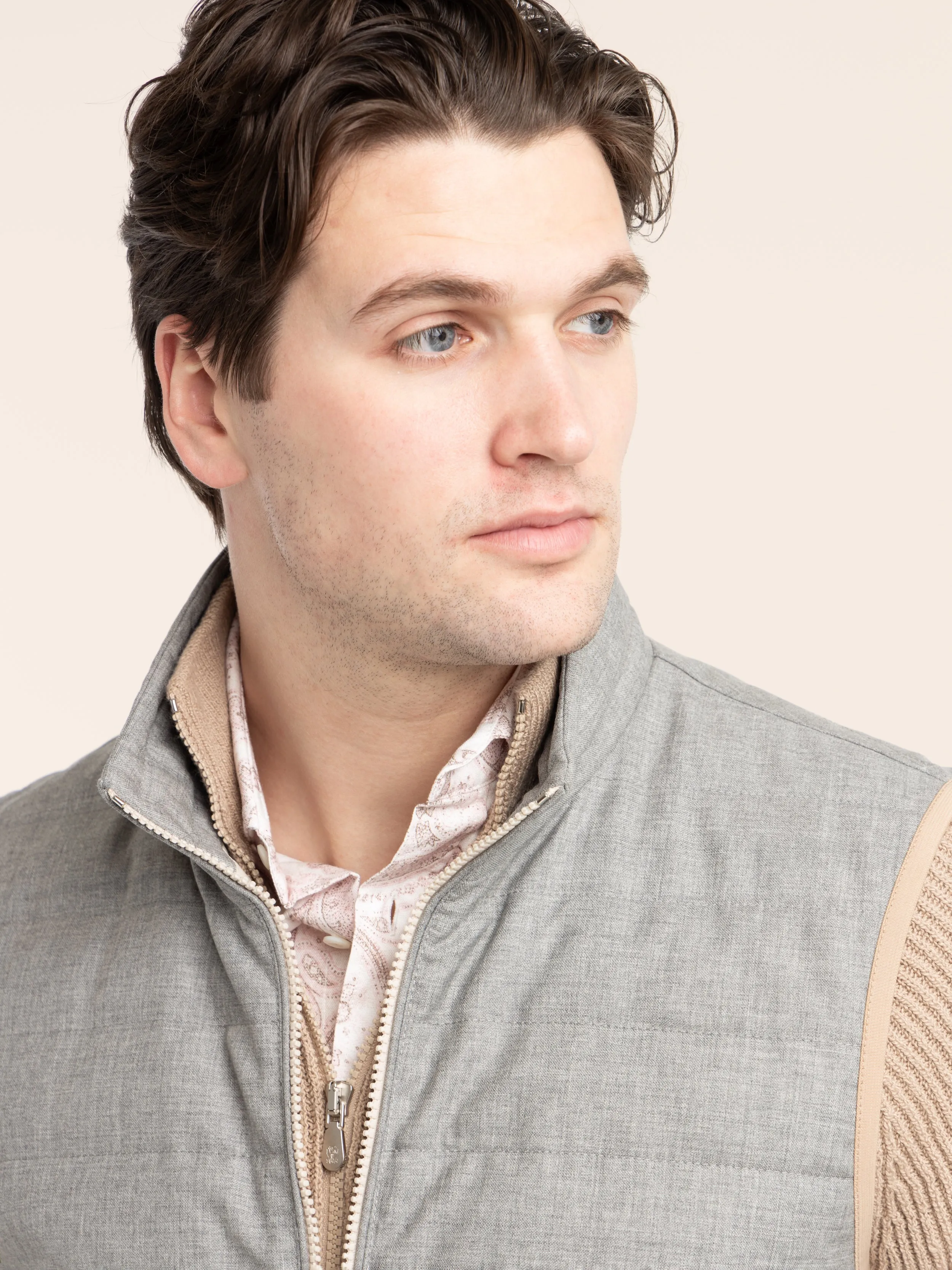 Grey Wool Fresco Lightweight Down Vest