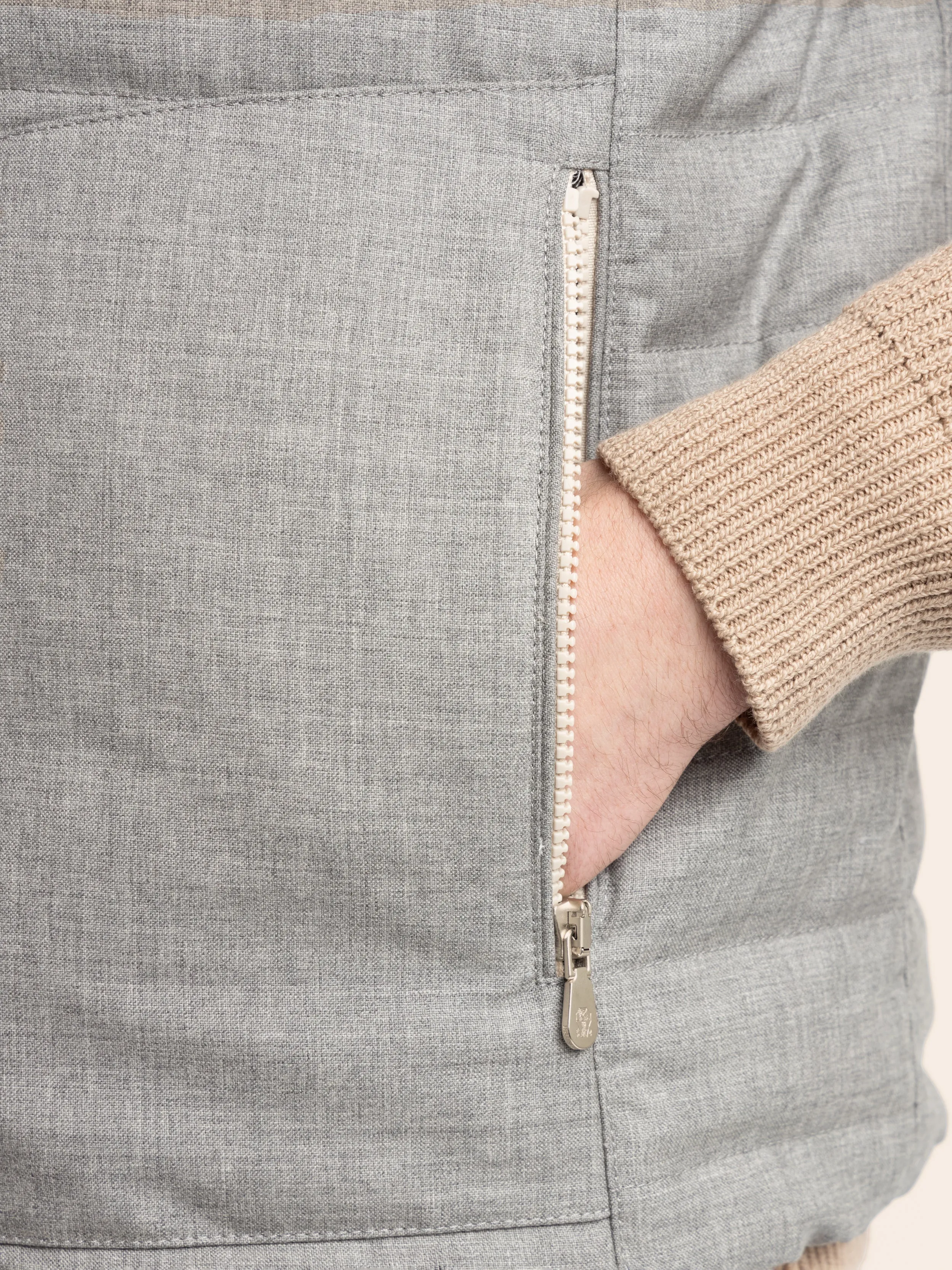 Grey Wool Fresco Lightweight Down Vest