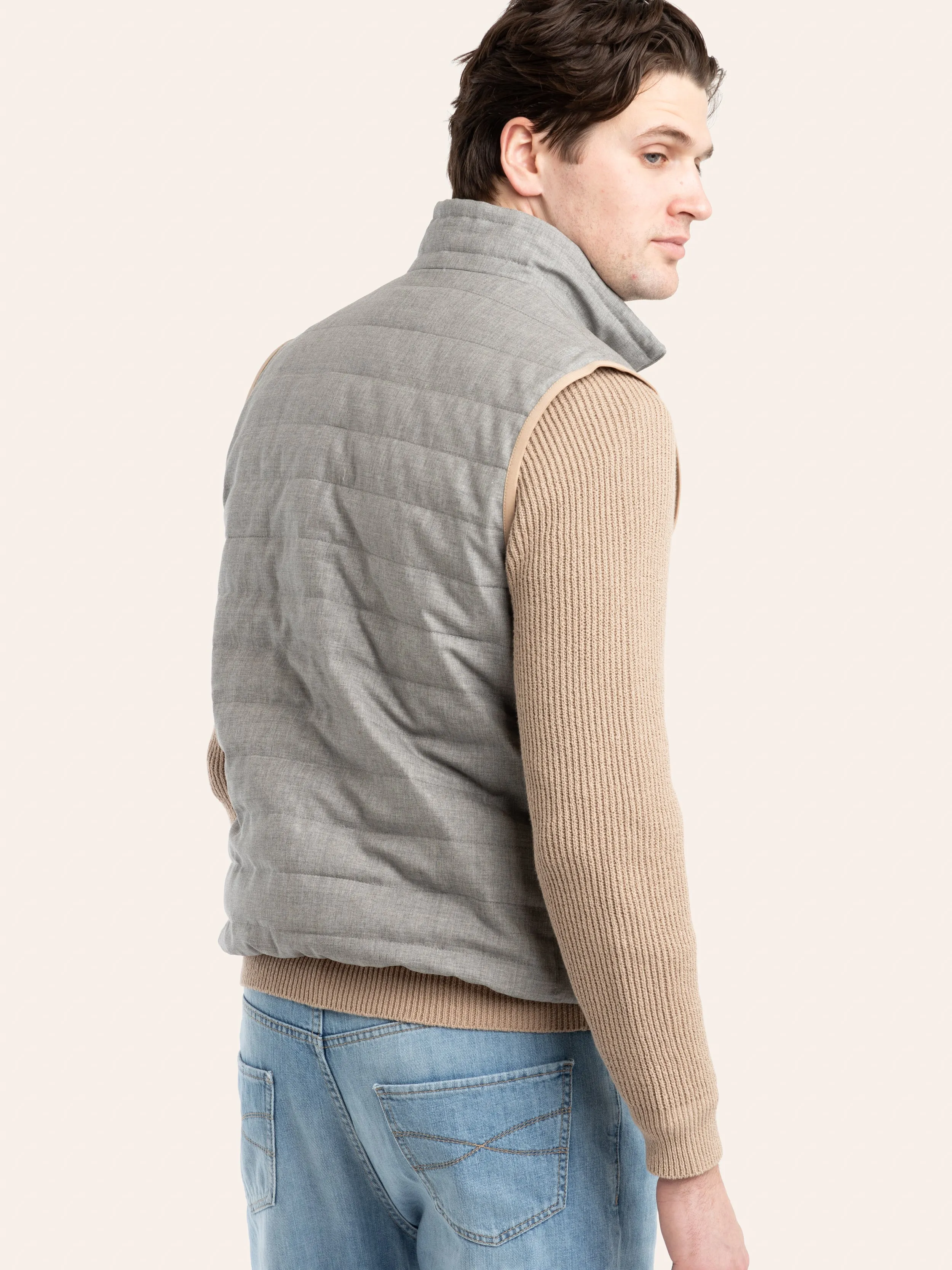 Grey Wool Fresco Lightweight Down Vest