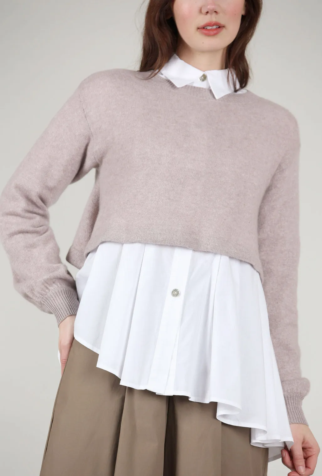 Heathered Moors Crop Sweater, Soft Brown Mauve