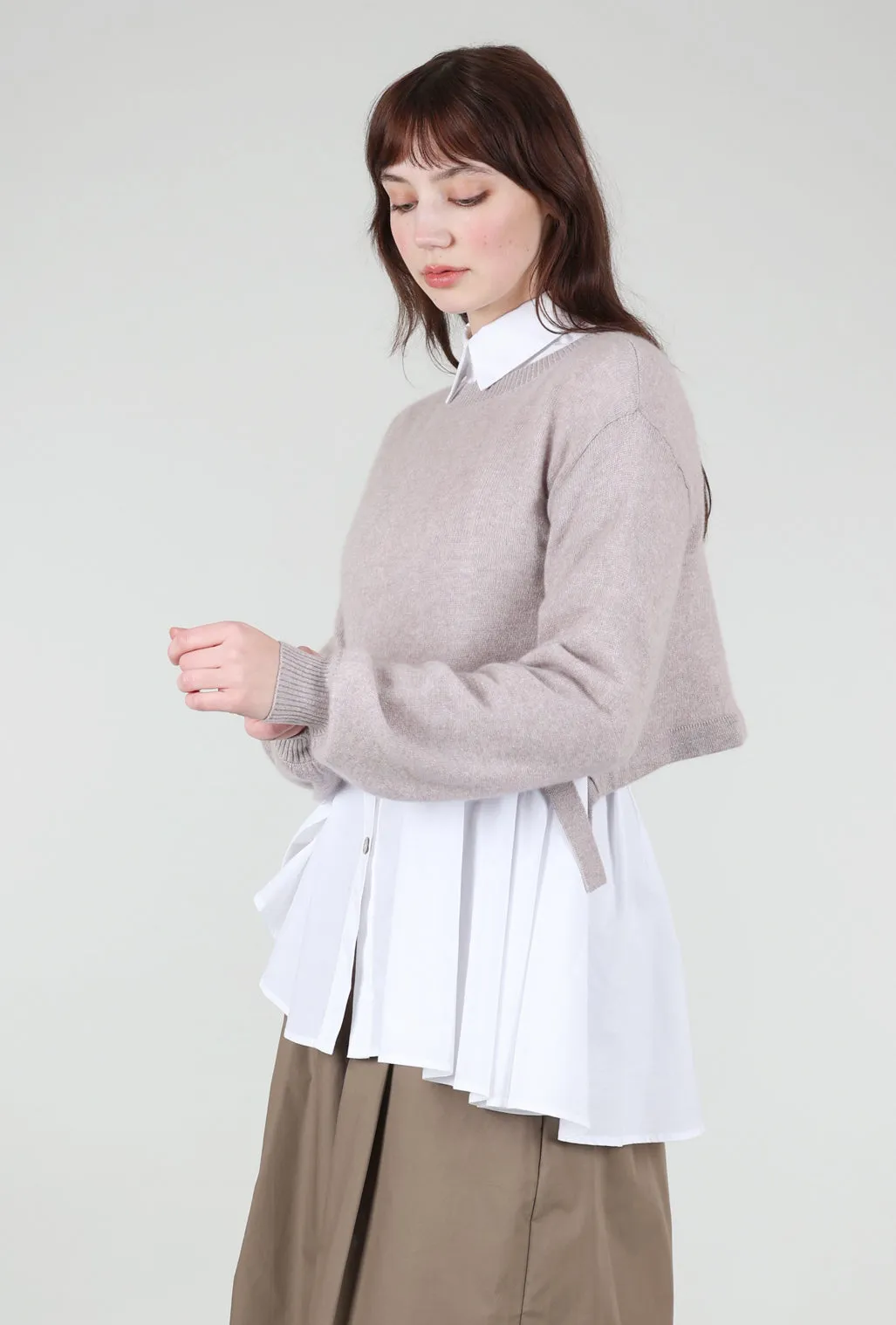 Heathered Moors Crop Sweater, Soft Brown Mauve