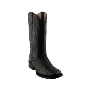 International M Men's Square Toe Black Full Quill Ostrich Boot