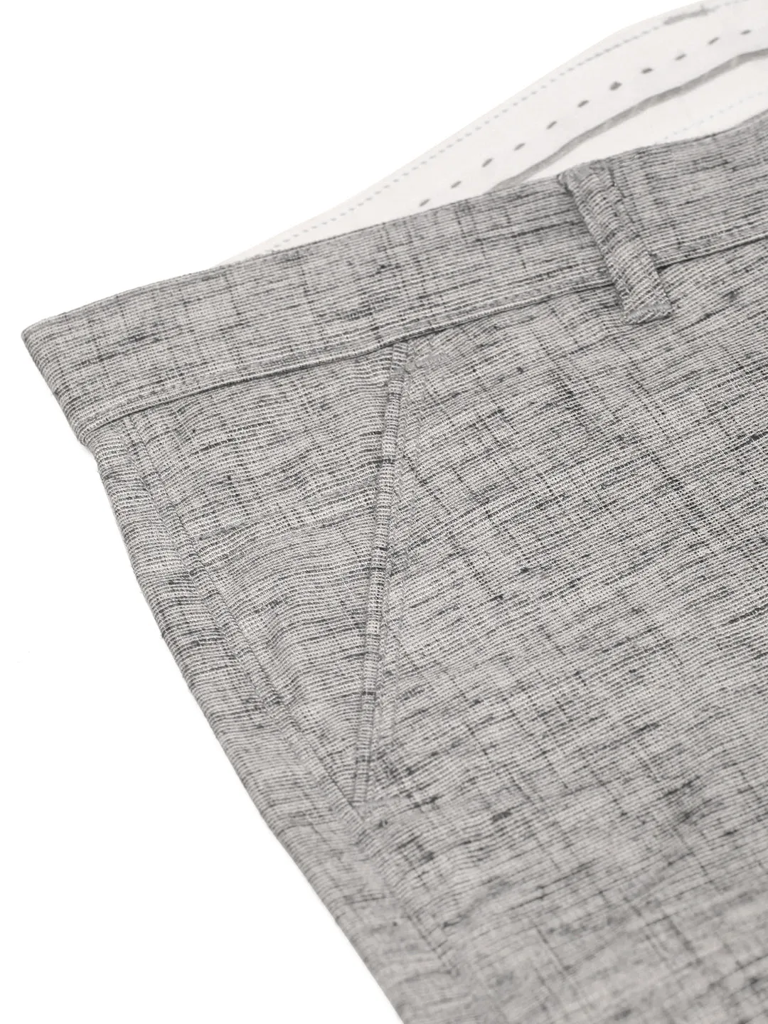 Jashvi Men's Grey Linan Cotton Formal Trousers