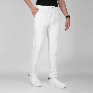 Lightweight  Ramie-Cotton Trousers-   OFF WHITE