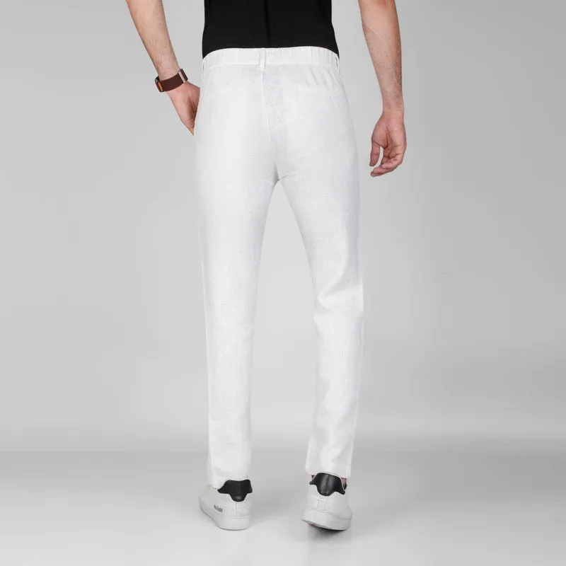 Lightweight  Ramie-Cotton Trousers-   OFF WHITE