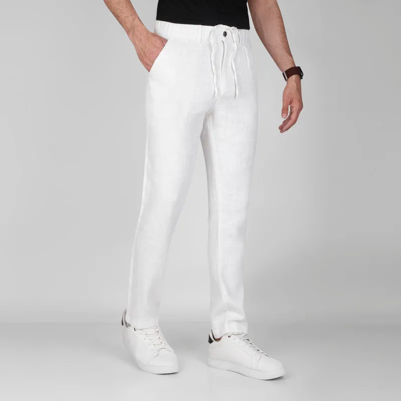 Lightweight  Ramie-Cotton Trousers-   OFF WHITE