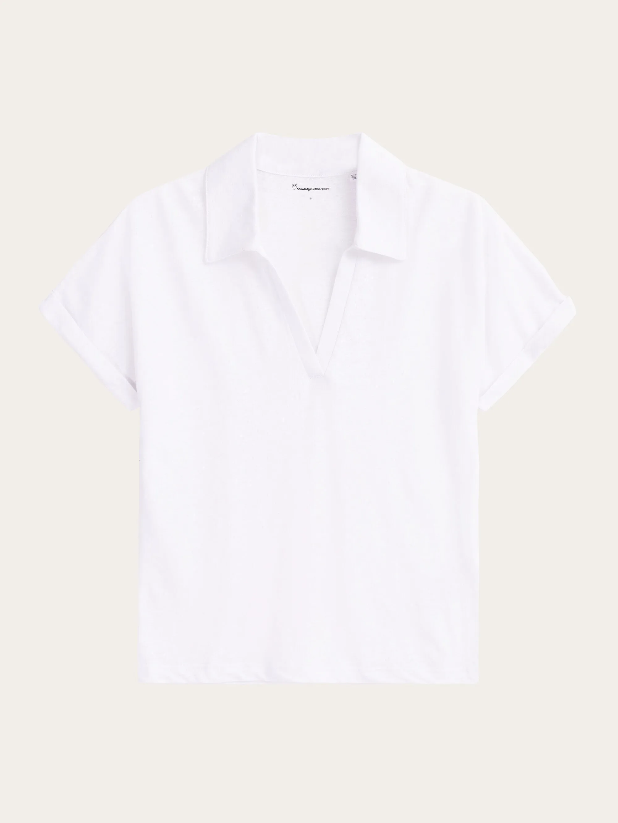 Linen bat sleeve polo - GOTS/Vegan - Bright White